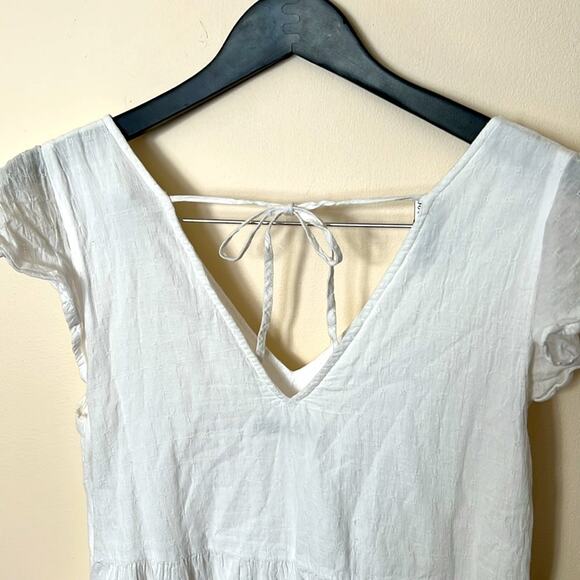 Abercrombie White Cotton Babydoll Mini Dress Tiered Ruffle Sleeves Summer Medium - Picture 7 of 11